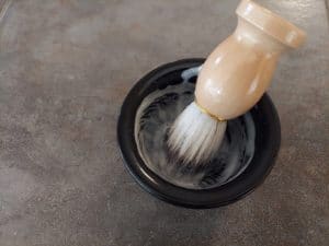 lather using shave brush and bowl
