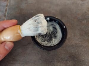 shave brush with lather